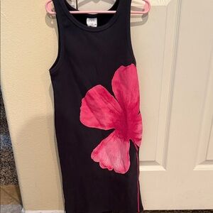 Zara Kids Black Dress with Pink Floral Design